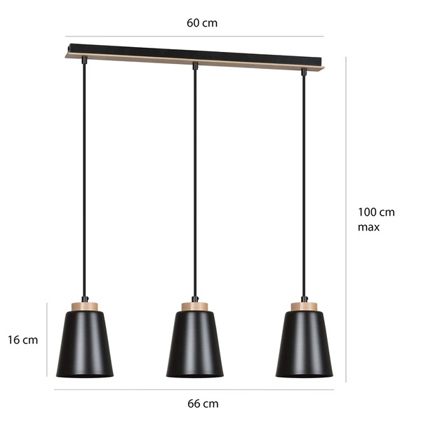 Lampa wisząca Emibig BOLERO 3 Czarny 442/3