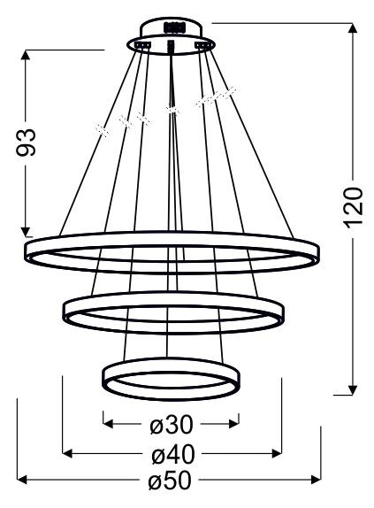 Nowoczesna lampa wisząca LUNE 50 LED POTRÓJNA chrom 60W barwa neutralna 4000K 33-64738