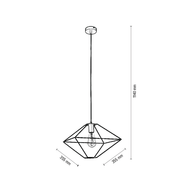 Lampa Wisząca Gaia 1xE27 Max.60W Czarny Metal/Czarny Kabel PCV 1840104