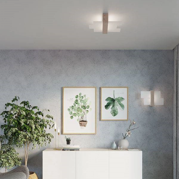 Plafon FENIKS 2 lampa sufitowa drewno kolor drewno naturalne 2x15W LED, SL.0076