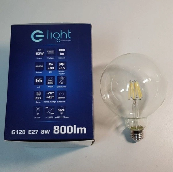 Żarówka Filamentowa LED 7W E27 G120 kulka barwa neutralna 4000K EKZF971
