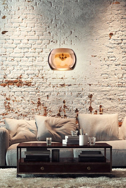 Lampa wisząca GEMO 30 cm 31-25104 chrom/szklany złoty klosz 3x40W G9