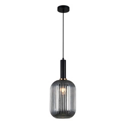 Lampa wisząca ANTIOLA z dymionym kloszem śr. 20cm E27 | czarny
