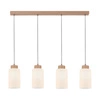 Lampa wisząca Bosco 4xE27 maks. 60W drewno brzozowe/białe szkło/przezroczysty kabel PVC 1720460