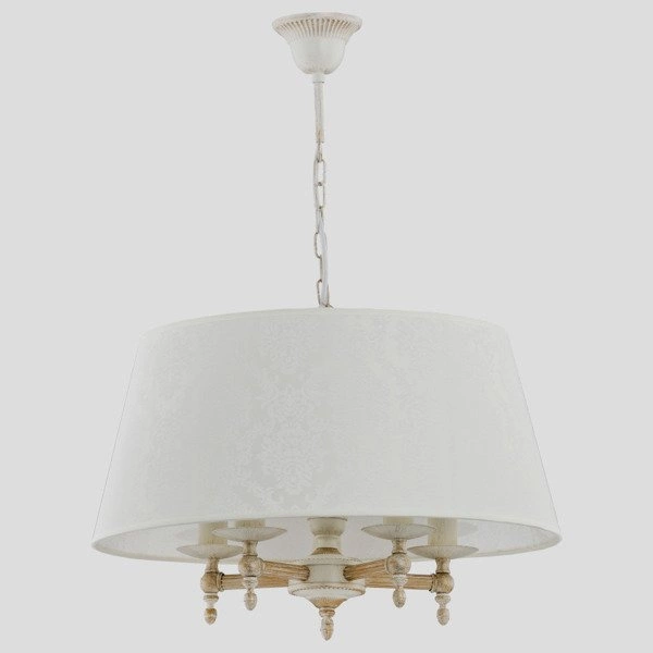 Żyrandol klasyczny z abażurem ROKSANA WHITE śr. 50cm biały antyczny/szary