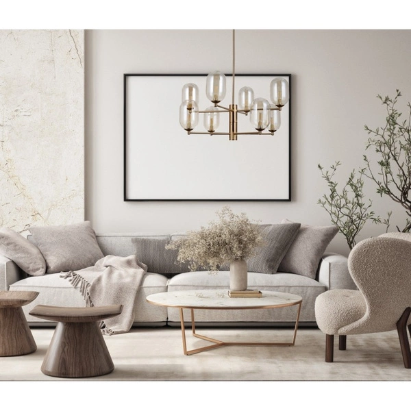 Lampa wisząca Perano śr. 62cm 8xG9 | brąz antyczny/ bursztynowy