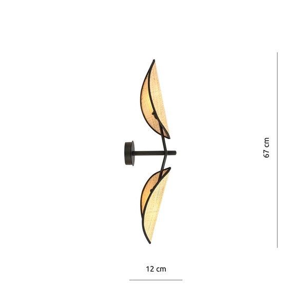 Kinkiet Emibig VENE K2 Czarny/RATTAN 1160/K2