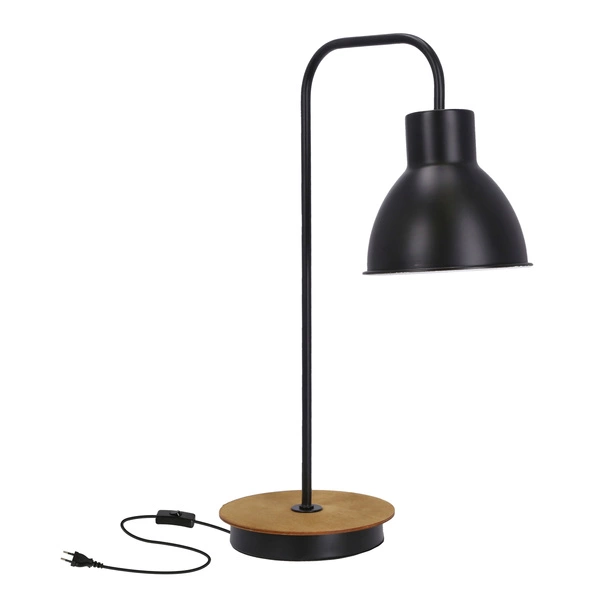 Lampa gabinetowa/stołowa/nocna VARIO 41-73488 czarna/drewno 1x60W E27