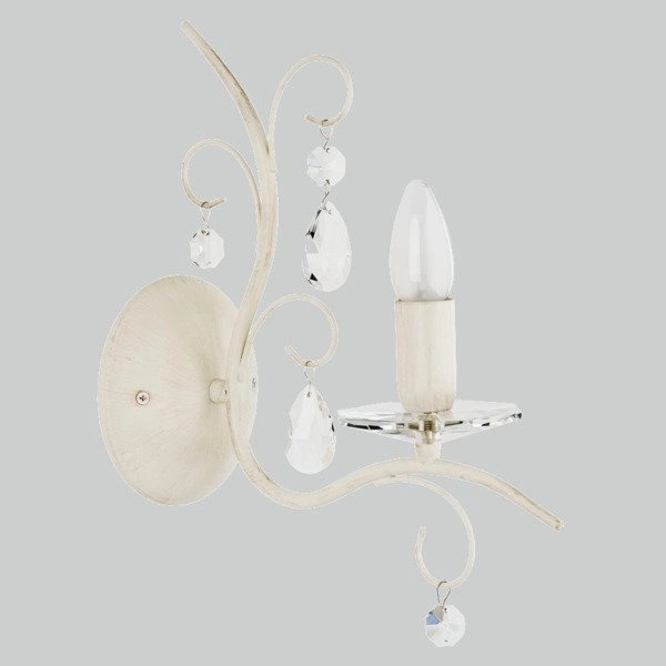 Kinkiet świecznik MONA WHITE kryształki biały antyczny