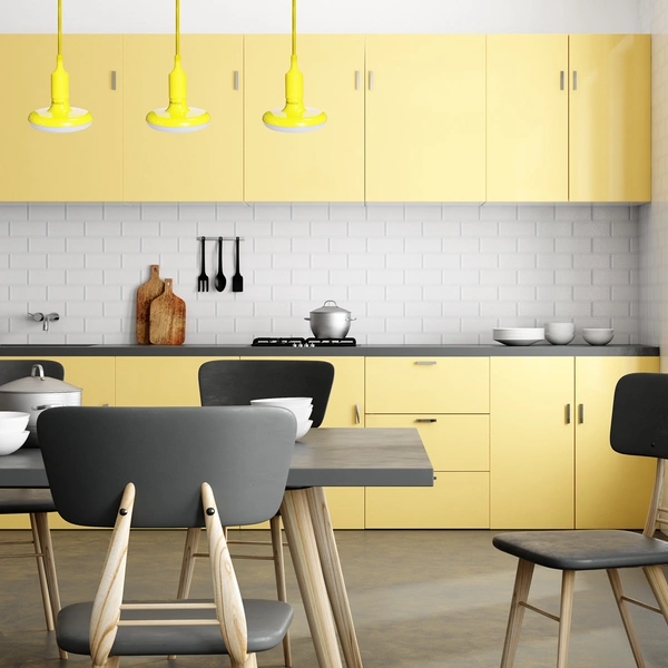 ŻARÓWKA UFO, E27, 15W LED, barwa zimna 6000K, żółta + kabel w oplocie, EKZA1559