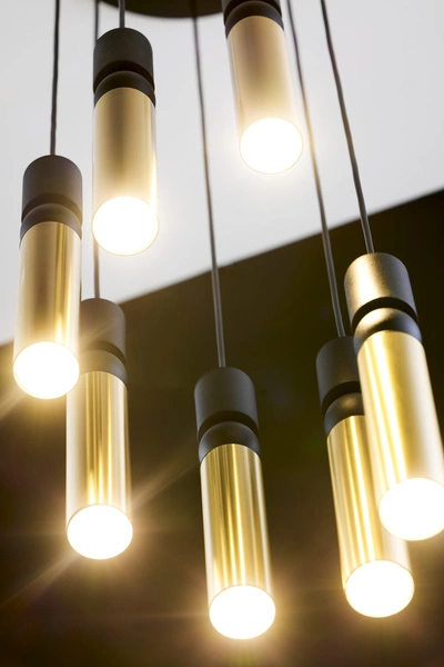 Nowoczesna Lampa wisząca ALAS wys. 35-136cm 7xG10 14W IP20 | Złoty