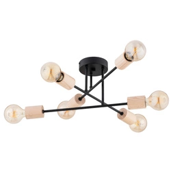 Lampa sufitowa ALFA LA-ROSA CZARNA & DREWNIANA 6xE27 50cm | 63271