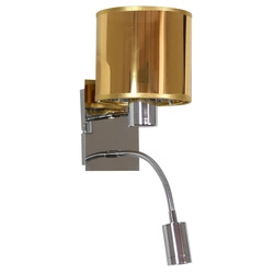 Kinkiet SYLWANA 21-29287 chrom/złoty 1x40W E14 + 3W LED, barwa ciepła 3000K, z wyłącznikiem