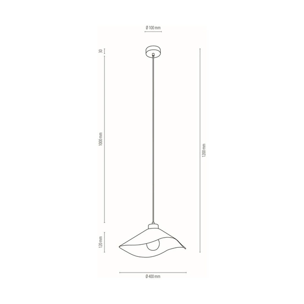Kwiatowa lampa wisząca Hattu 1xE27 maks. 40W Dąb olejowany/Czarny kabel z tkaniny/Biała tkanina i wielokolorowy jedwabny klosz 1614619174