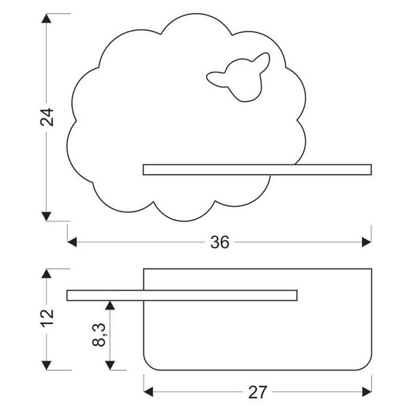 Kinkiet dziecięcy IQ Kids Sheep z półką, 21-84835, biały, 5W LED, barwa neutralna 4000K