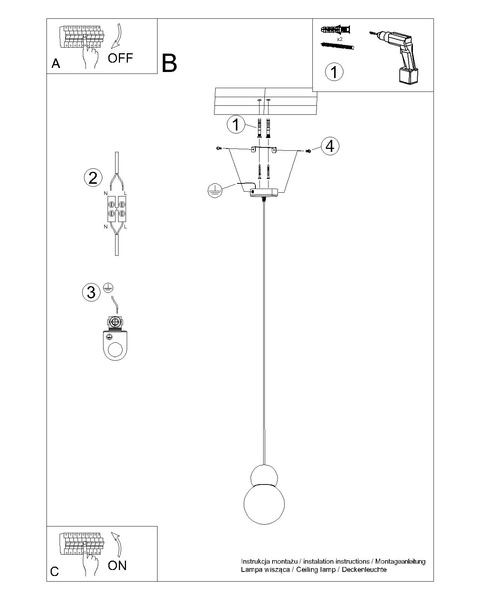Lampa wisząca PEKKA 1 biała/naturalne drewno