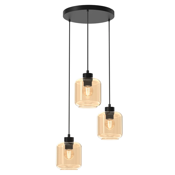 Lampa wisząca SOMBRA AMBER, MLP8372, czarny/bursztynowy, 3x60W E27