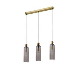 Lampa wisząca Piega 3, złoty/dymiony, 3x40W E14