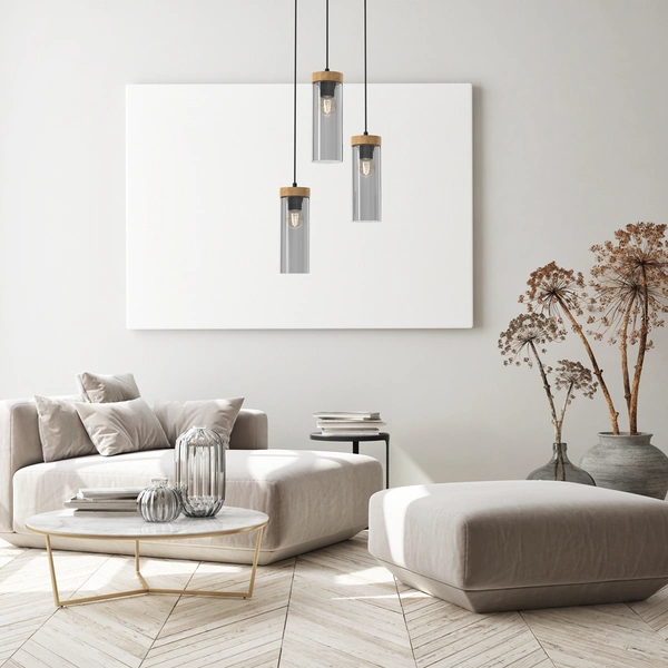 Lampa wisząca ELICA, MLP8666, czarny/drewno/transparentny, 3x60W E27