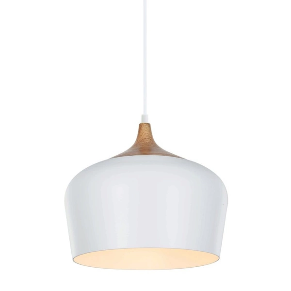 Lampa wisząca BRITTA śr. 35cm E27 | biały/drewniany