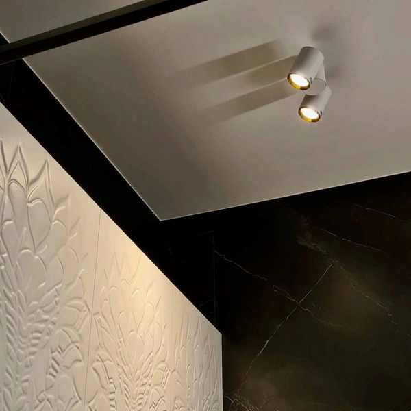 Lampa sufitowa BOSTON 2, czarna ze złotymi ringami, 2x50W GU10