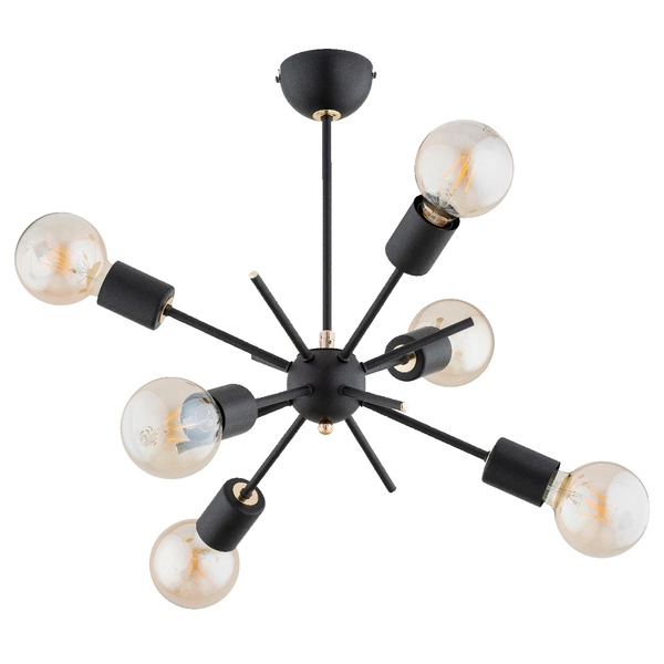 Lampa sufitowa ALFA IGEL CZARNA & ZŁOTA 6xE27 49cm | 63288