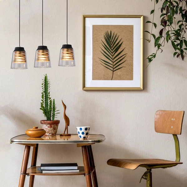 Lampa wisząca FRESNO, 33-78094, czarny/transparentny/złoty, 3x60W E27