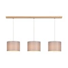 Lampa Wisząca Dove 3xE27 Max.40W Dąb Olejowany/Przezroczysty Kabel PCV/Abażur z szarej tkaniny 16390374