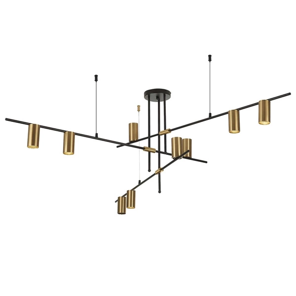 Nowoczesna lampa wisząca ARIZONA 9, czarny/złoty, 9x40W GU10