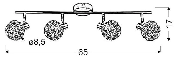 Nowoczesna lampa sufitowa/ścienna COLLAR listwa 94-13743 chrom 4xG9