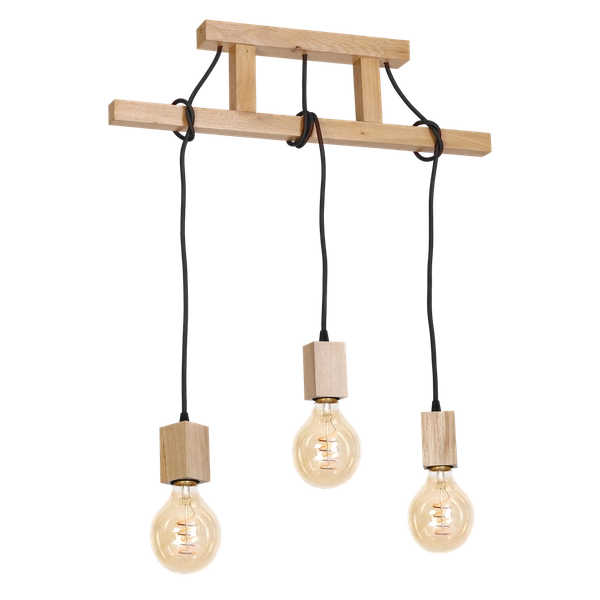 Lampa Wisząca JACK, MLP582, drewno naturalne, 3x60W E27