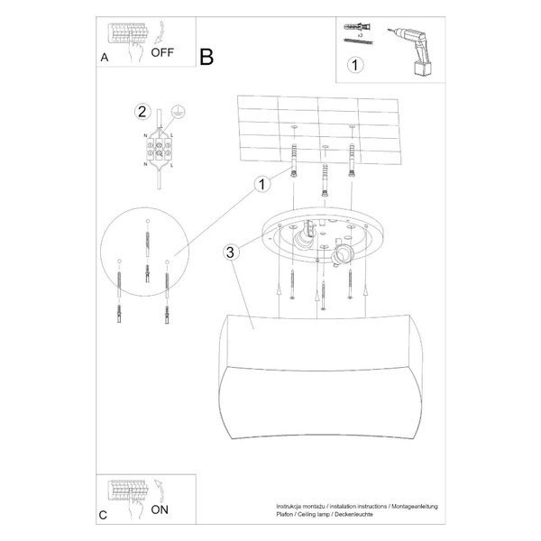 Plafon SQUARE 1, SL.1054, biały, 2x60W E27