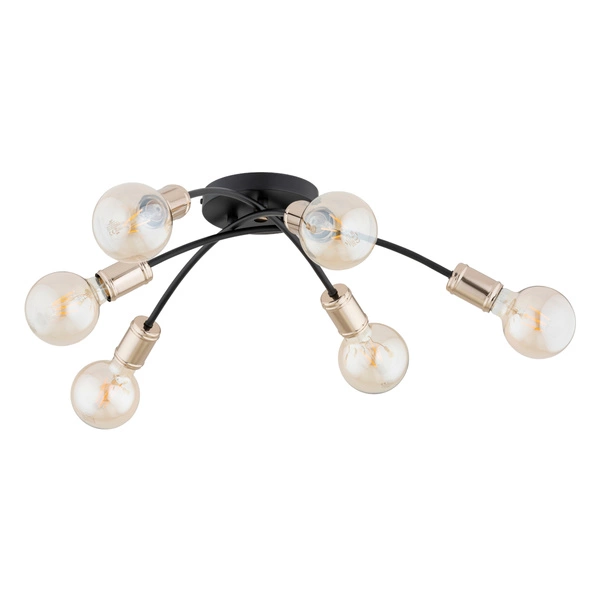 Lampa sufitowa ALFA LENSI CZARNA & ZŁOTA 6xE27 55cm | 63228