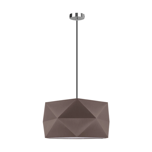 Lampa wisząca Finja 1xE27 maks. 60W chromowany metal/antracytowy kabel z tkaniny/brązowy klosz z tkaniny 1843128