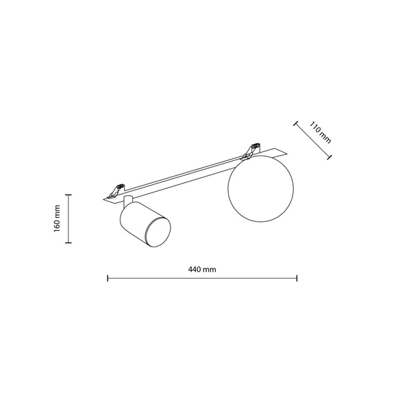 Lampa sufitowa podtynkowa VOX2 1xGU10 1xG9 szer.43cm | Biały - Czarny 10927