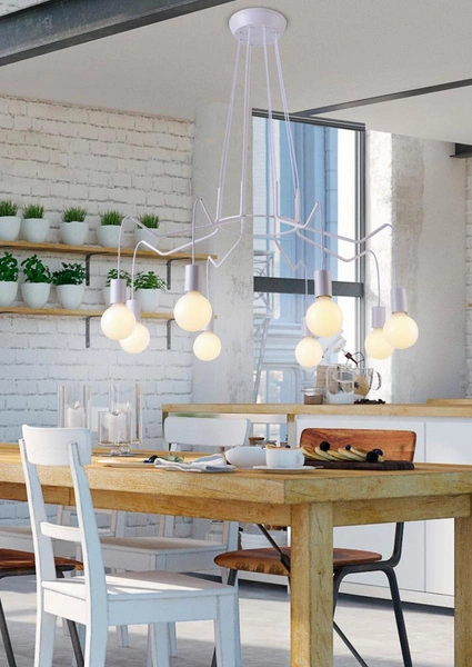 Lampa wisząca BASSO 38-71040 biała matowa 8x40W E27