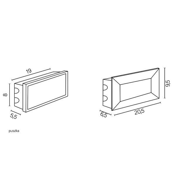 Zewnętrzna lampa wpuszczana nad schody i podjazd Mur Led Inox C 04 | szary inox