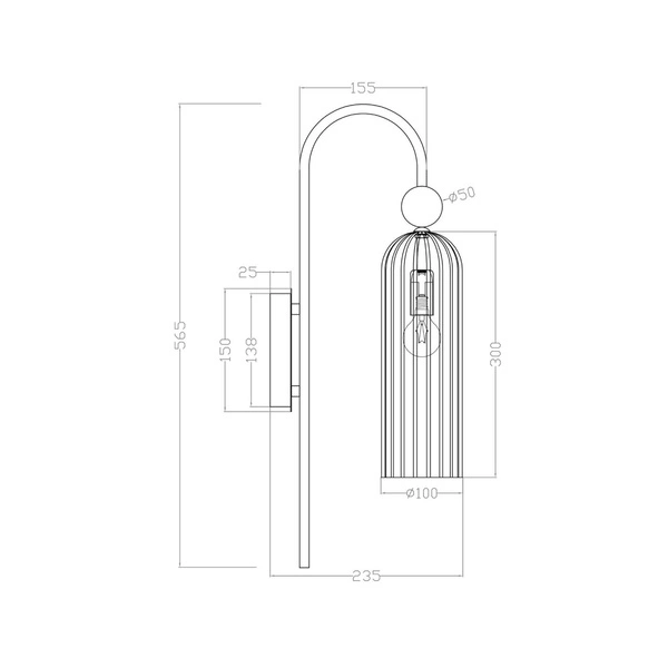 Kinkiet Piega, złoty/bursztynowy, 1x40W E14