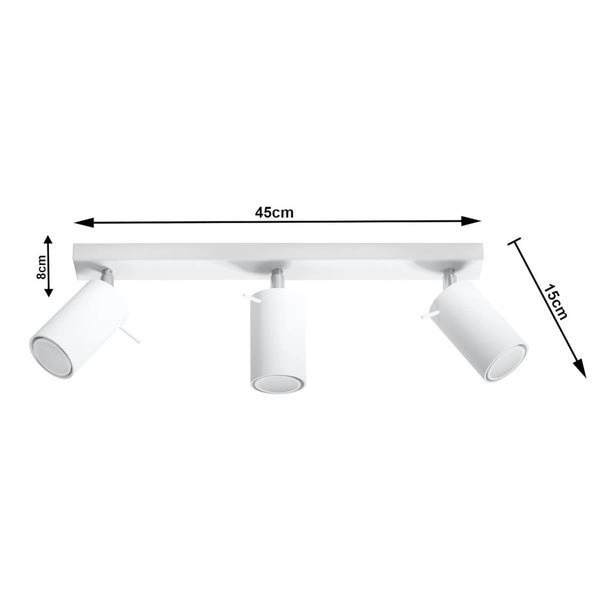 Plafon RING 3 punktowy Stal kolor biały 12W LED, SL.0089