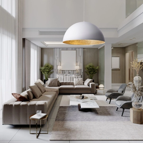 Lampa wisząca SFERA biało - złota 90cm