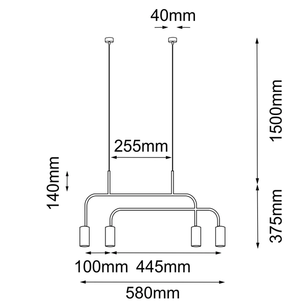 Lampa wisząca Vai 4 - Mosiądz polerowany-czarna (580 mm) 8839 Antigo