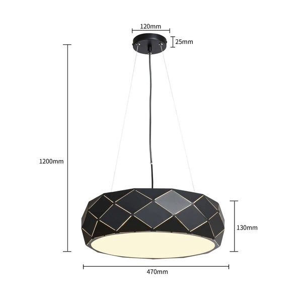 Lampa wisząca REUS czarna 47cm