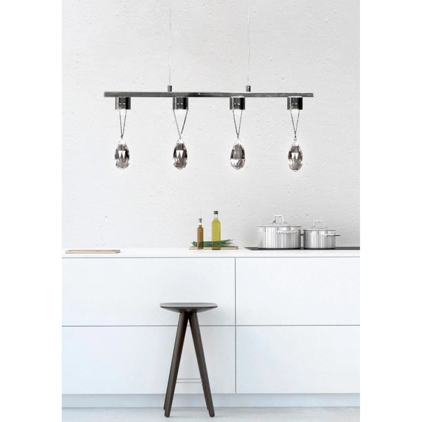 Lampa wisząca PRISMA 34-25708 chrom/transparentny 4x3W LED, barwa ciepła