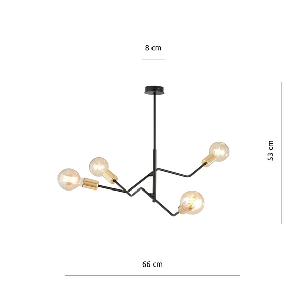 Lampa sufitowa Emibig BOLT 4 Czarny GOLD 1125/4