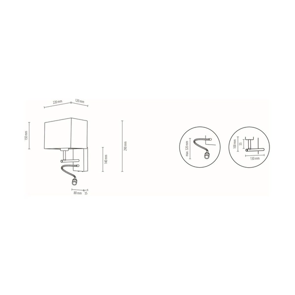 Lampa do sypialni 1xE27 + giętki LED do czytania 4000K 2,5W Drewno bukowe orzech czarny abażur 5732976