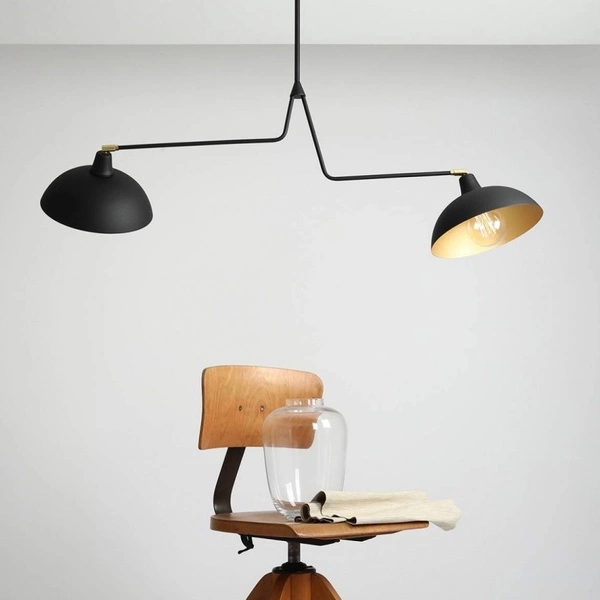 Aldex Lampa sufitowa ESPACE 2, 1036H1, czarny/złoty, 2x60W E27