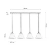 Lampa Wisząca Anna 4xE27 Max.60W Dąb Olejowany/Przezroczysty Kabel PCV/Szkło Białe 17940474