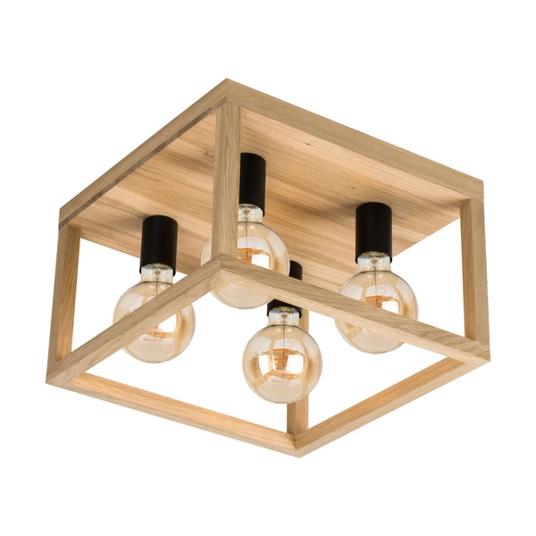Lampa Sufitowa Kago 4xE27 Max.60W Dąb Olejowany/Czarny Metal 9154474