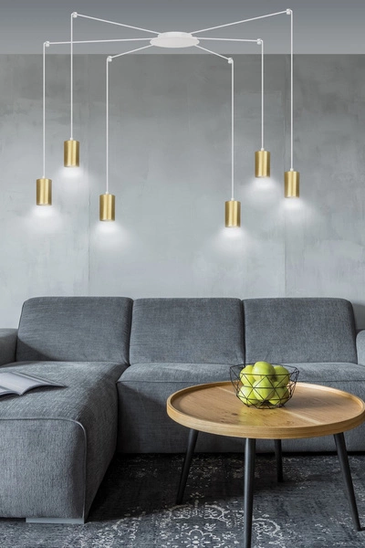 Lampa wisząca Emibig TRAKER 6 WH/GOLD 527/6