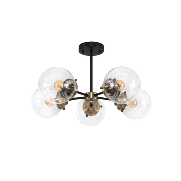 Lampa sufitowa LENS, 35-01306, czarny/patynowy/transparentny, 5x40W E14